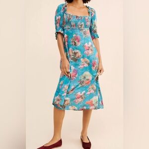 Anthropologie Vibrant Floral Midi Dress